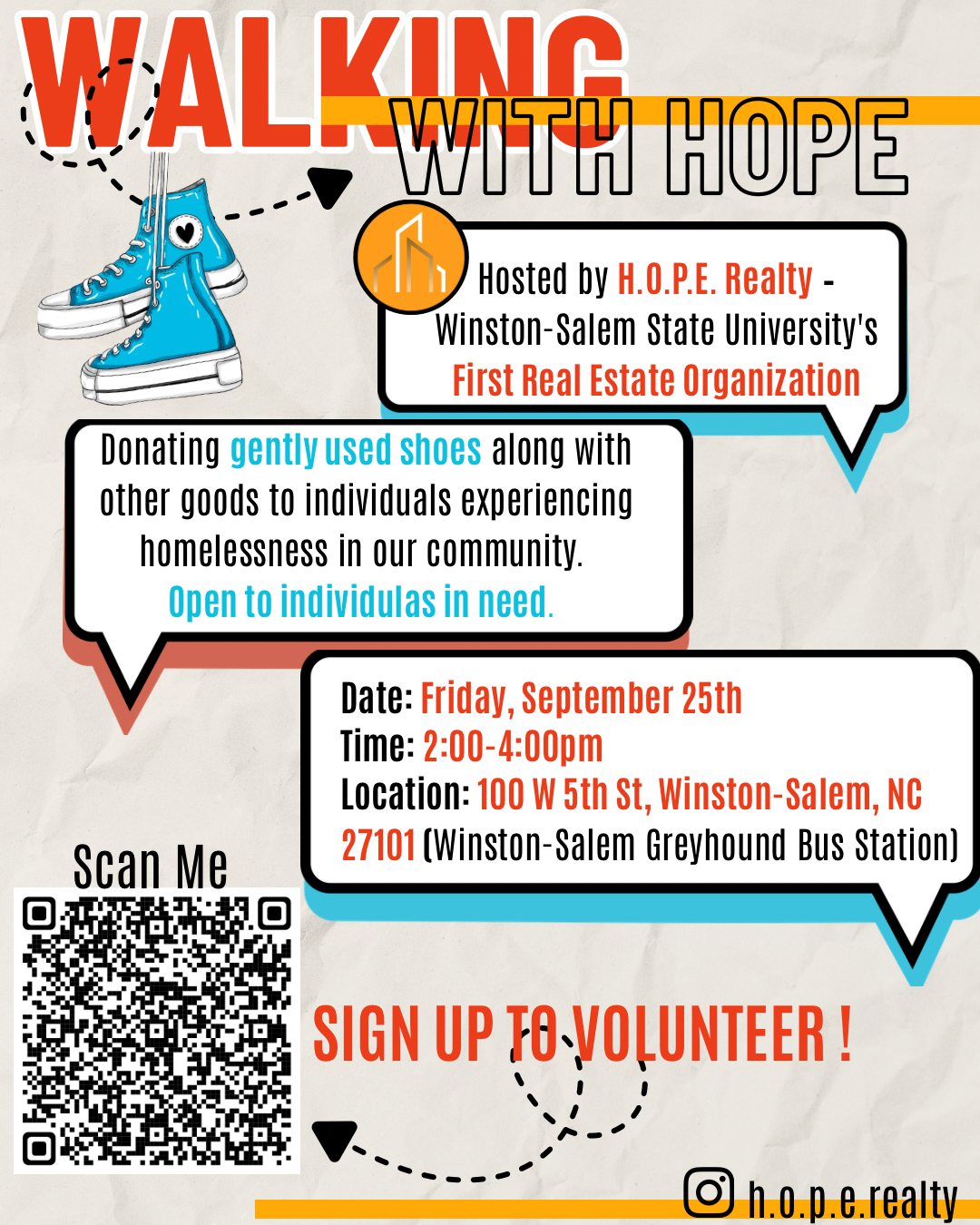 Walking With Hope community service event flyer